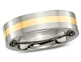 Men's 6mm Titanium Wedding Band Ring with 14 Gold Inlay